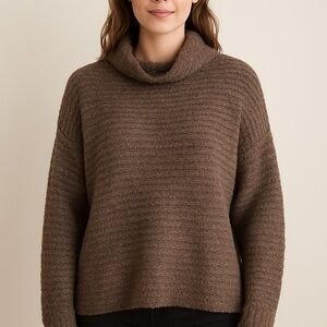 Aerie Cozy Textured Mock Neck Sweater – Brown – Size XL cozy warm knit